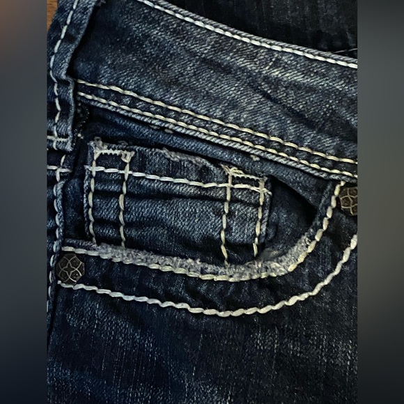 Silver Jeans Suki Stretch Bootcut Size W 28 Thick Stitching Embellished - Picture 5 of 11